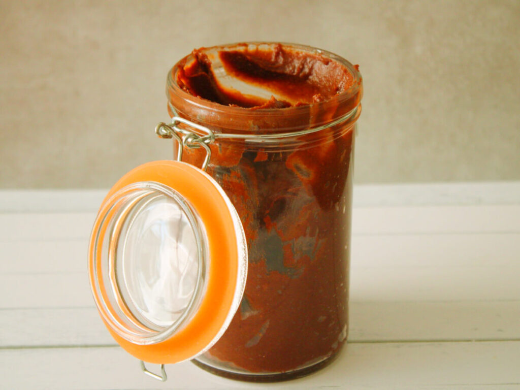 Creamy Vegan Chocolate Hazelnut Spread in jar
