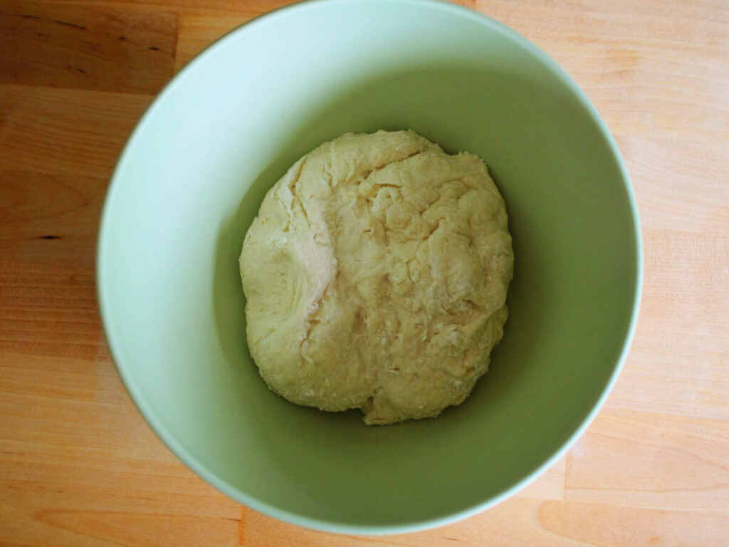 Rainbow Vegan Hummus Pizza resting dough