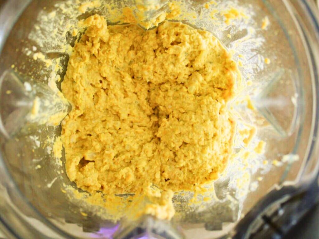 Vegan ricotta blended in a Vitamix until smooth and creamy