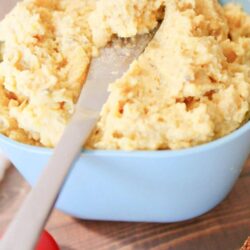 Creamy vegan ricotta made from cauliflower in a bowl