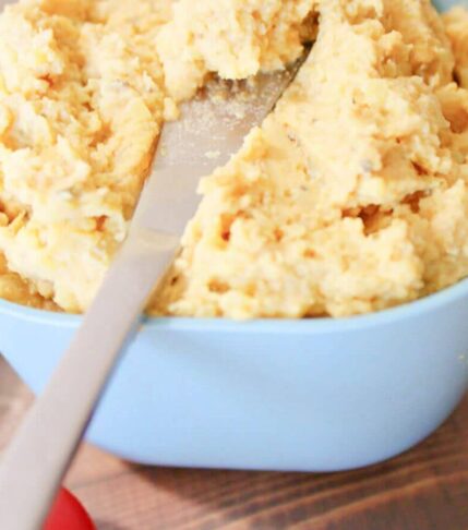 Creamy vegan ricotta made from cauliflower in a bowl