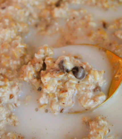 Chocolate Chip Cookie Dough Vegan Steel Cut Overnight Oats