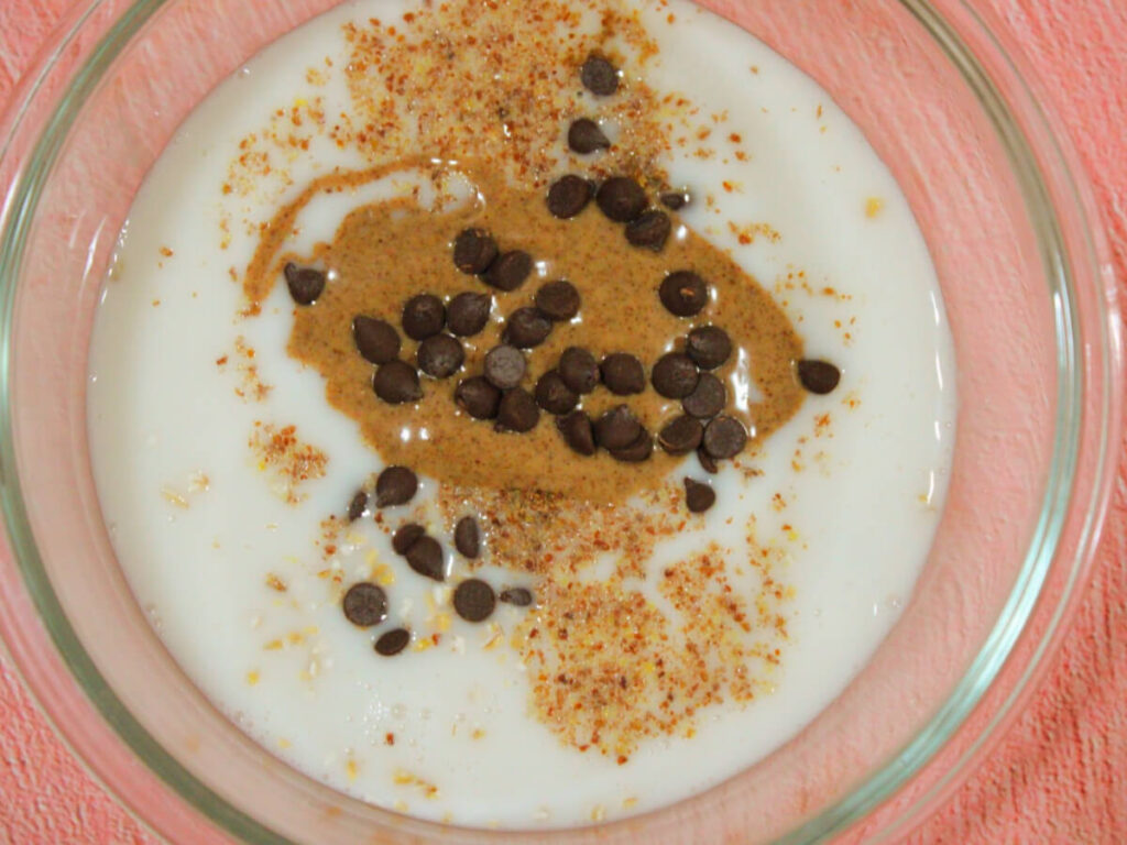 Chocolate Chip Cookie Dough Vegan Steel Cut Overnight Oats add