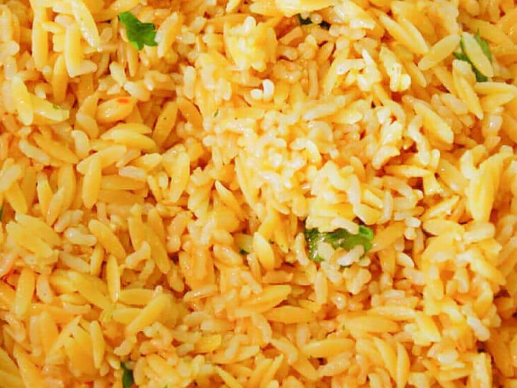 close up of homemade rice a roni copycat with herbs and fluffy rice