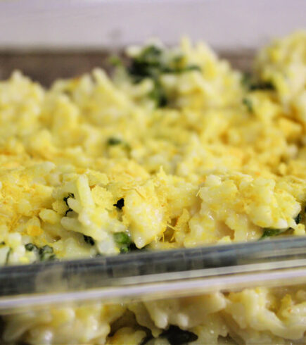 Vegan broccoli cheddar rice made with basmati rice, tender broccoli florets, and a creamy dairy-free cheese sauce