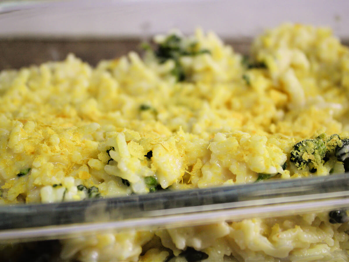 Vegan broccoli cheddar rice made with basmati rice, tender broccoli florets, and a creamy dairy-free cheese sauce