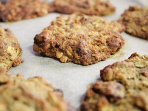 Vegan banana bread breakfast cookies fresh from the oven