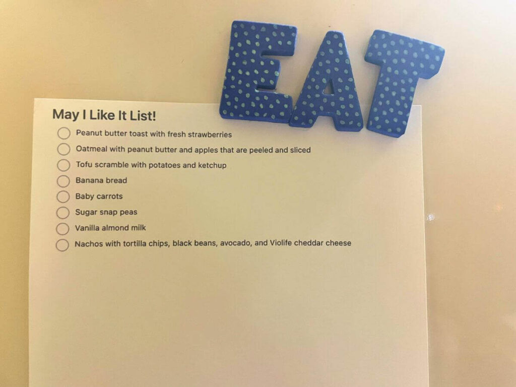 “My I Like It” list displayed on a refrigerator with a magnet
